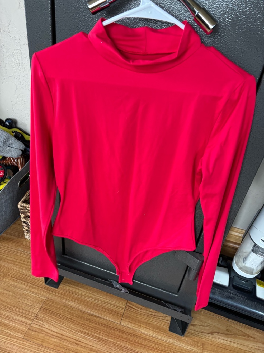 Women’s Mock Neck Long Sleeve Bodysuit - Bright Pink